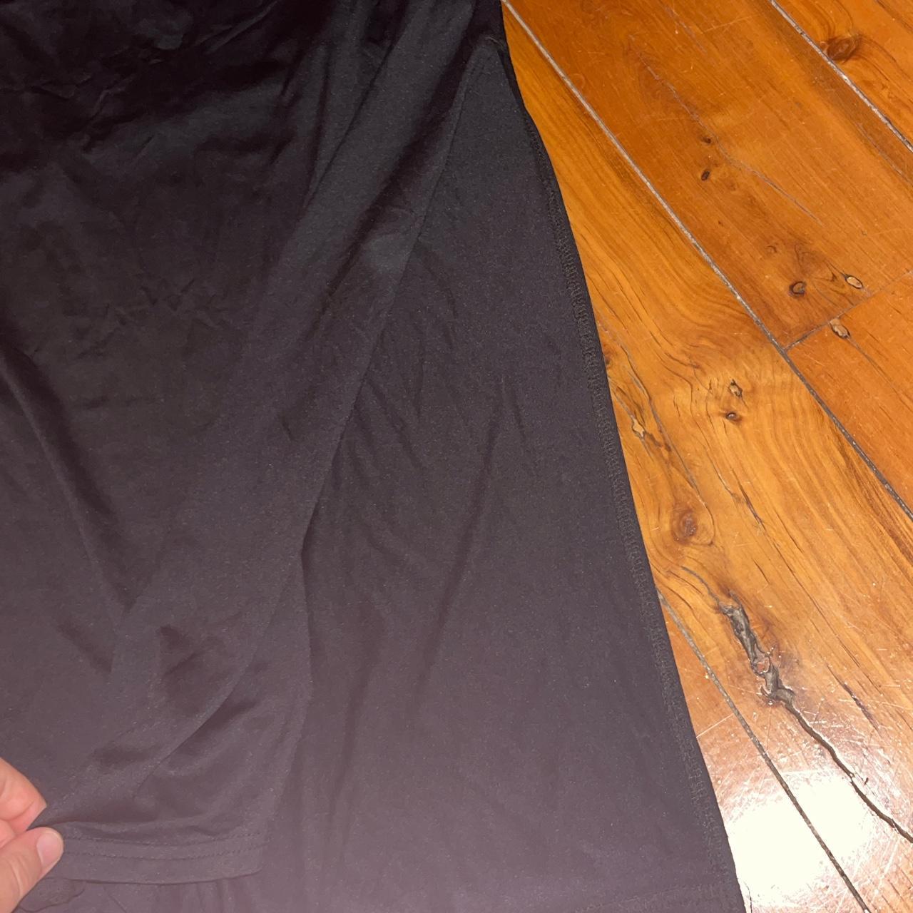 long black skirt with leg slit silky material -... - Depop