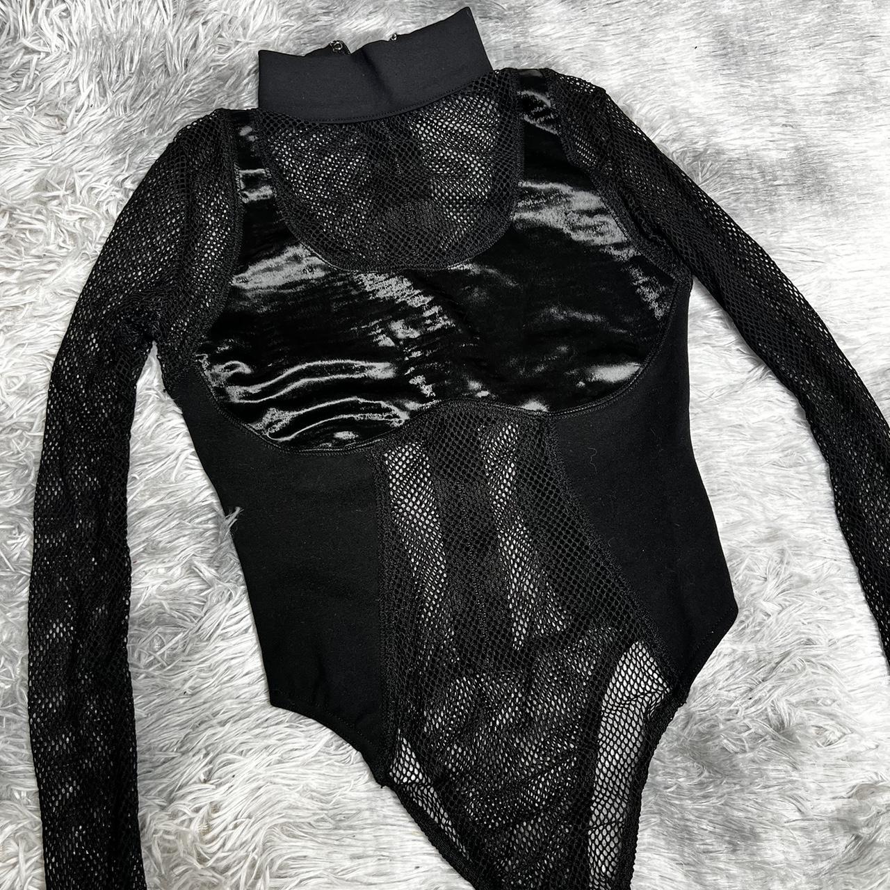 Maniere de voir high neck mesh bodysuit in black... - Depop