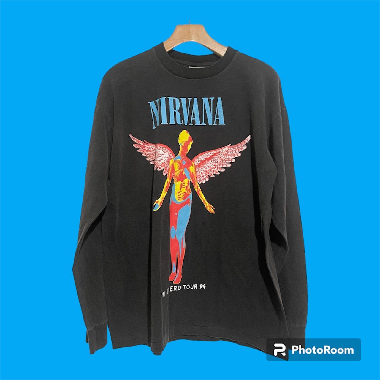 Vintage Nirvana LS T-Shirt XL Kurt Cobain In Utero... - Depop