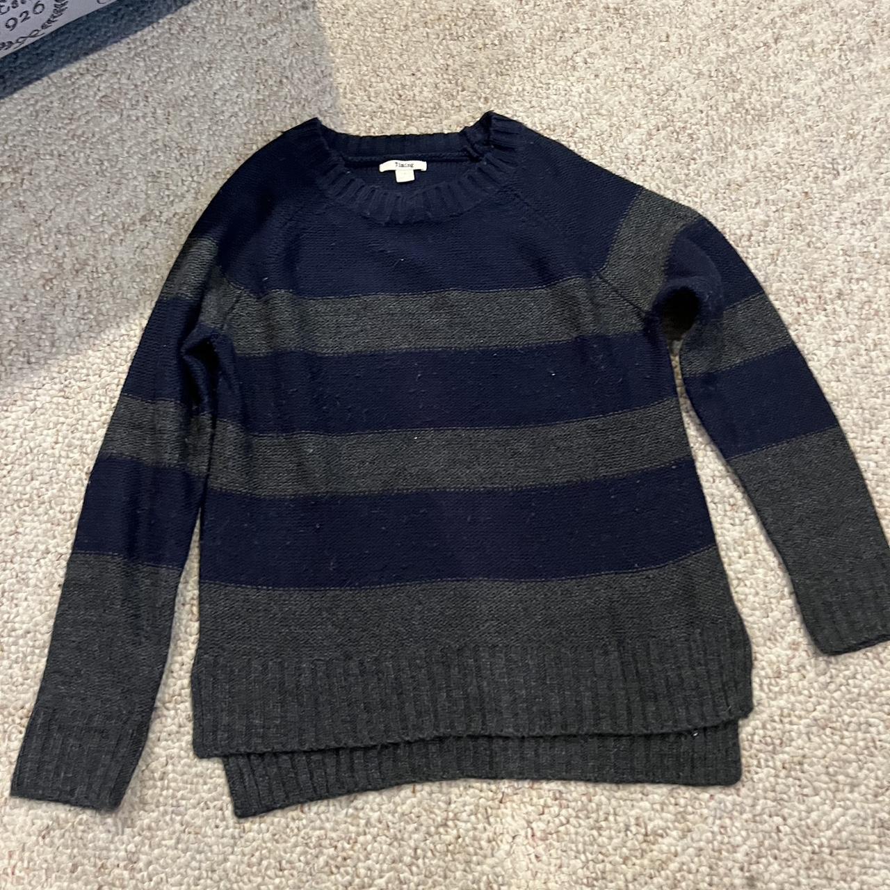 Timing sweater striped grey size small Depop