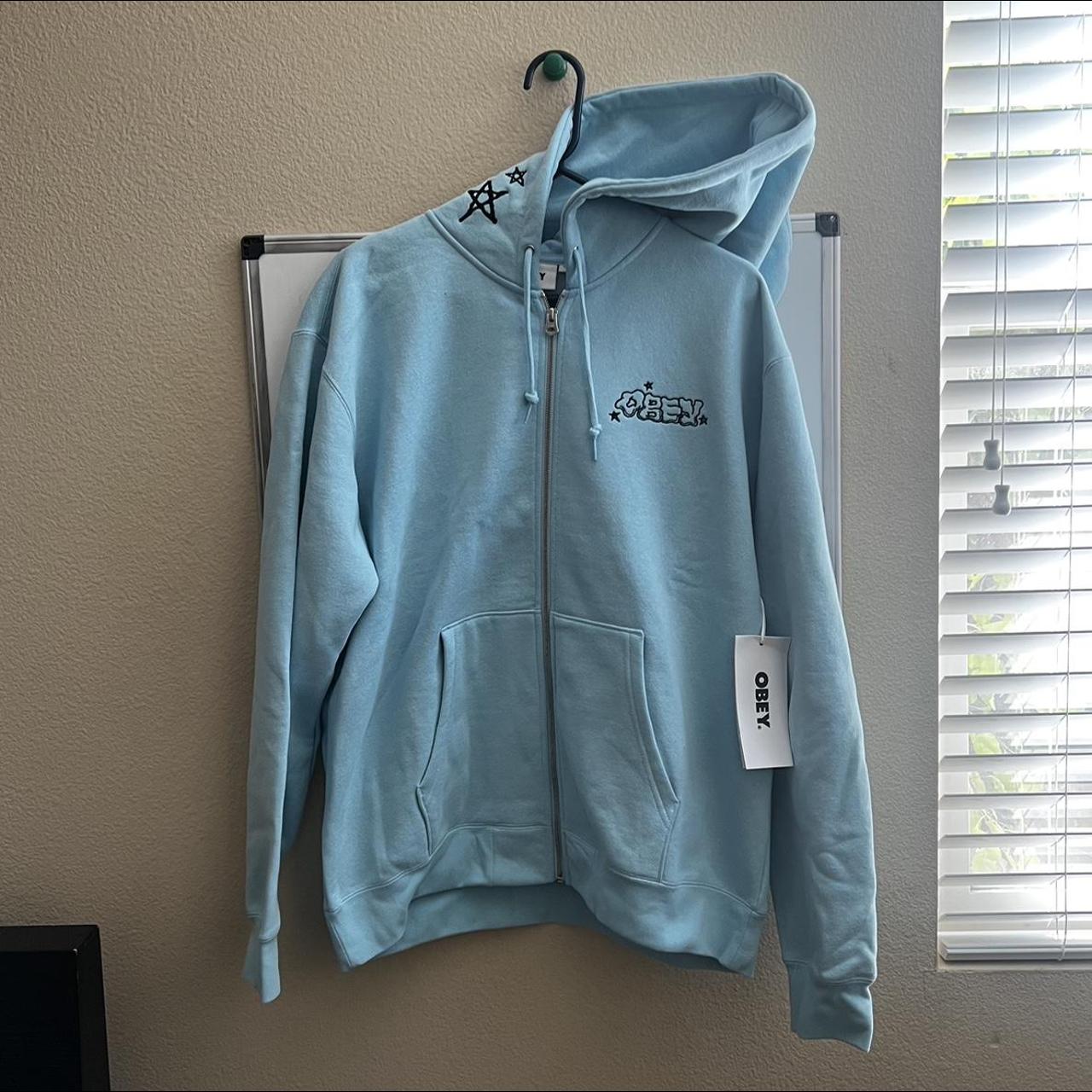 Light blue obey hoodie hot sale