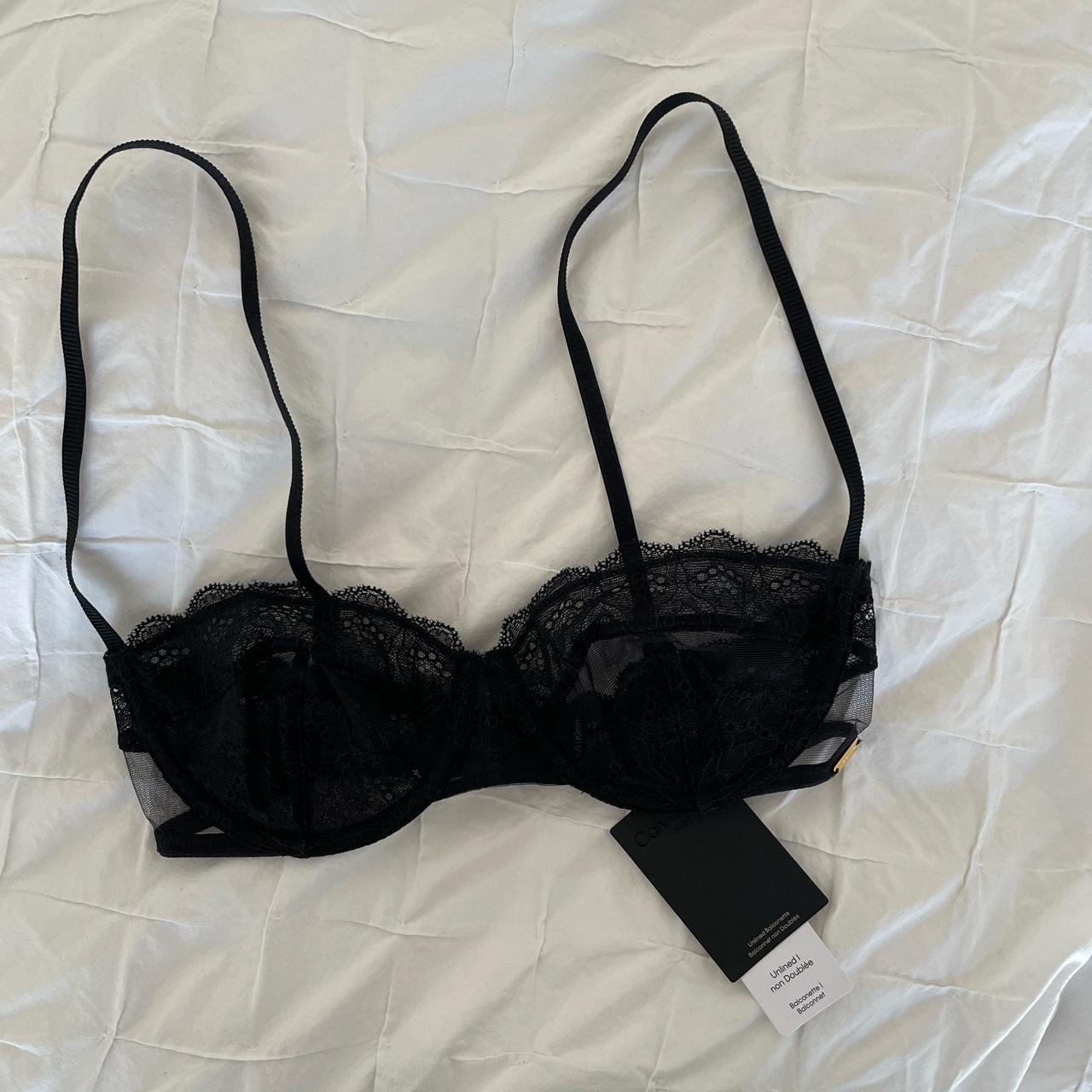 Calvin Klein black lace bra 32c Like new Price is - Depop