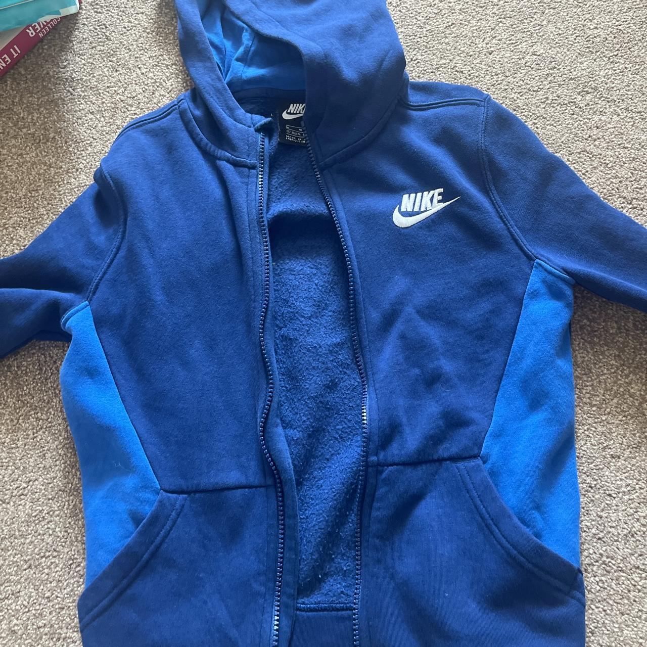 Vintage small blue nike jumper with zip - Depop