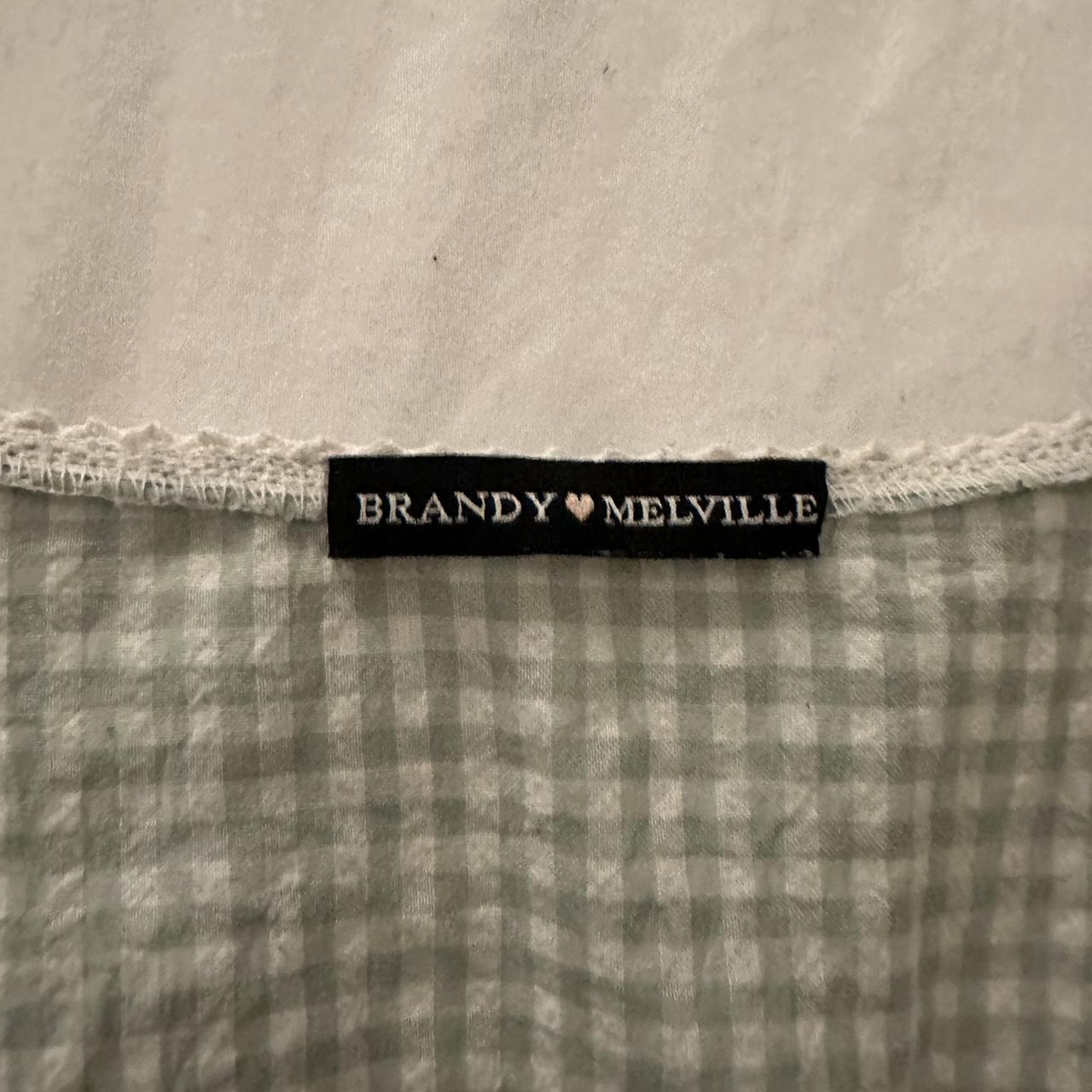 Brandy Melville green and white Blair top. It’s no... Depop