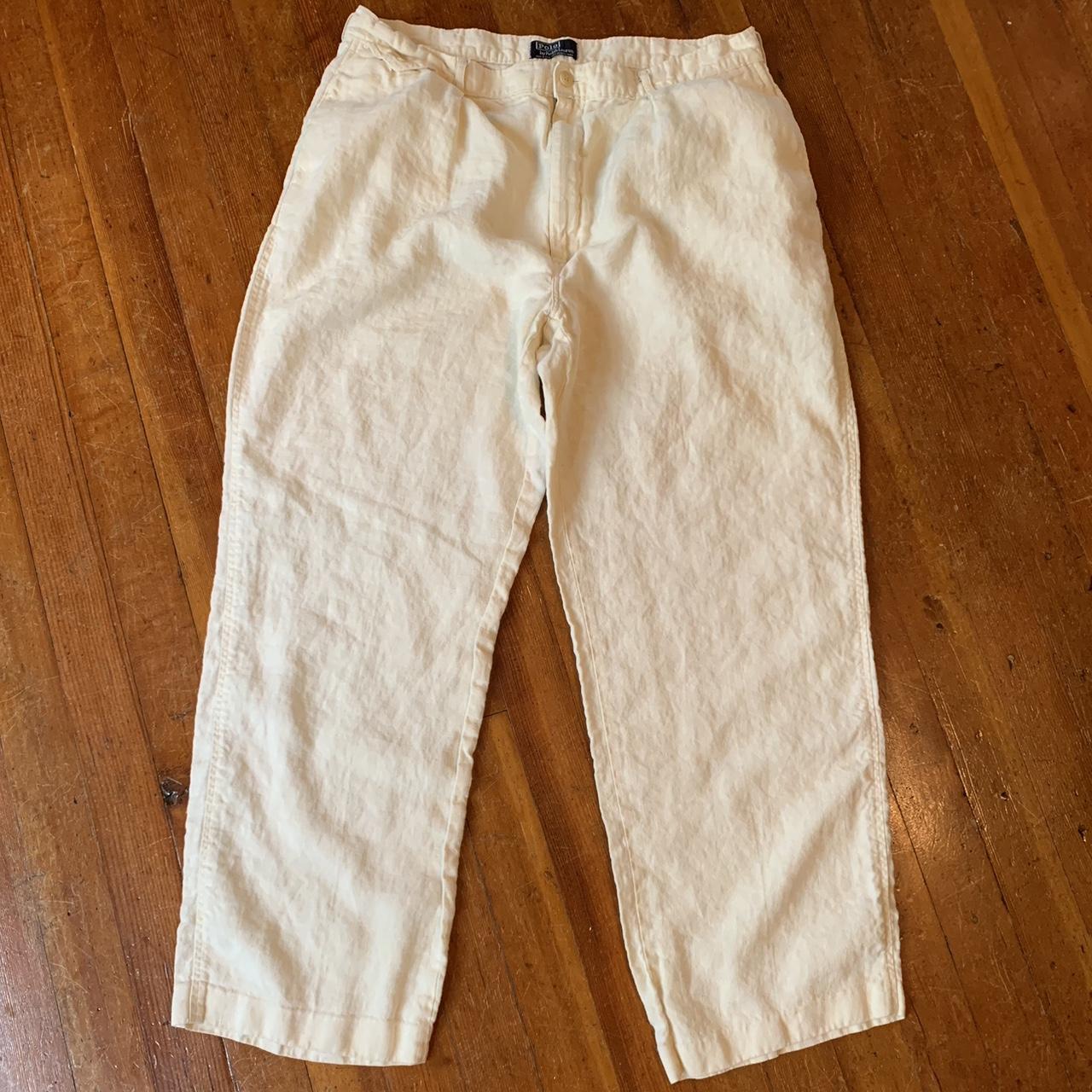 Polo Ralph Lauren Men's White and Cream Trousers | Depop