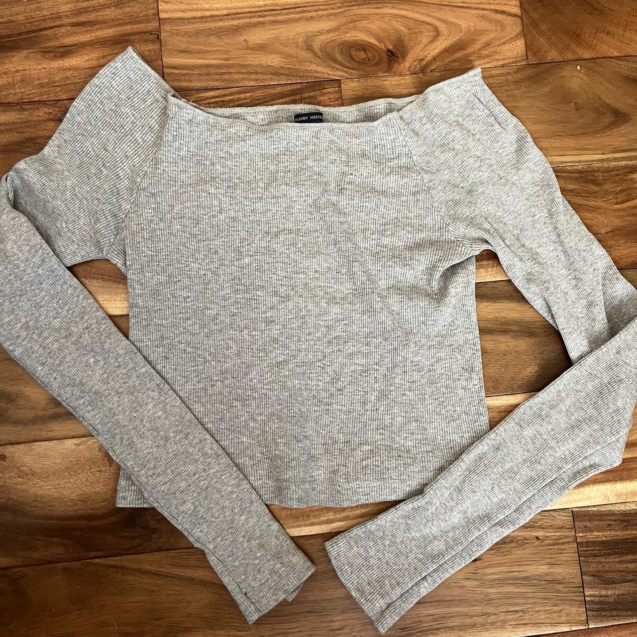 Brandy Melville gray long sleeve off the shoulder... Depop