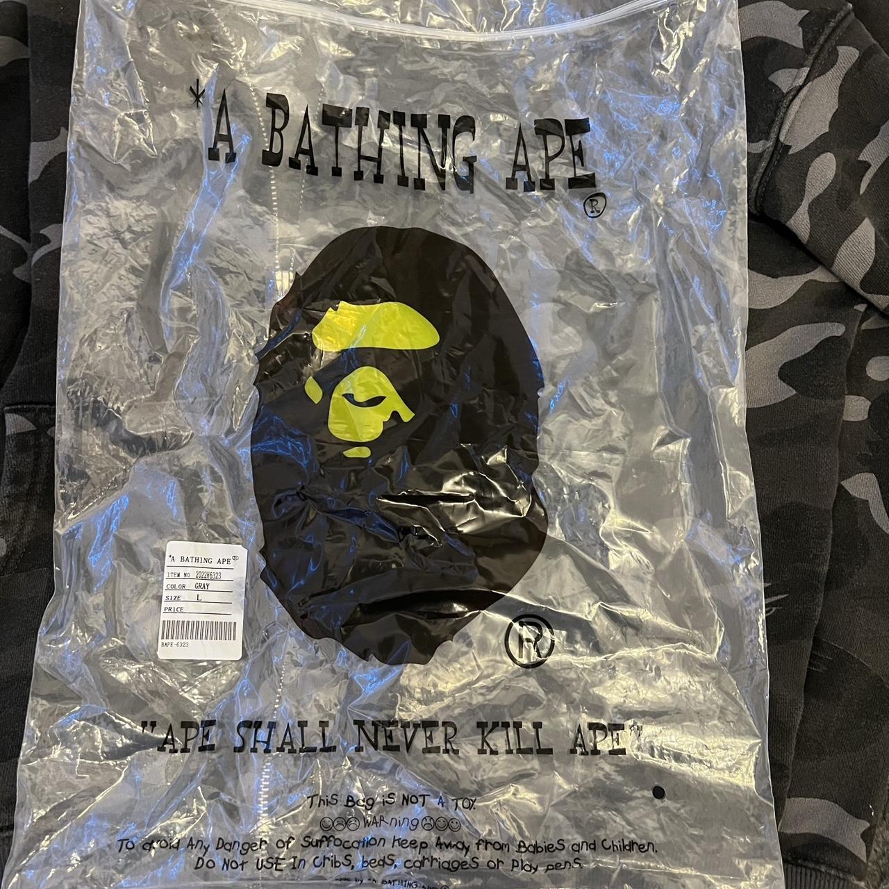 BAPE Men's Black and Grey Hoodie | Depop