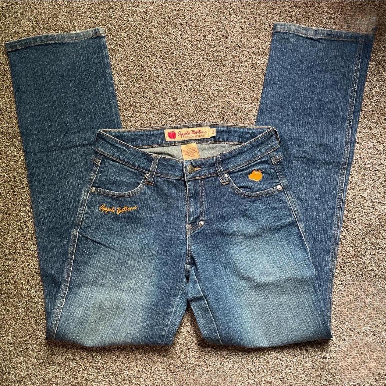 apple bottom flare jeans size 3/4 worn once, too big... - Depop