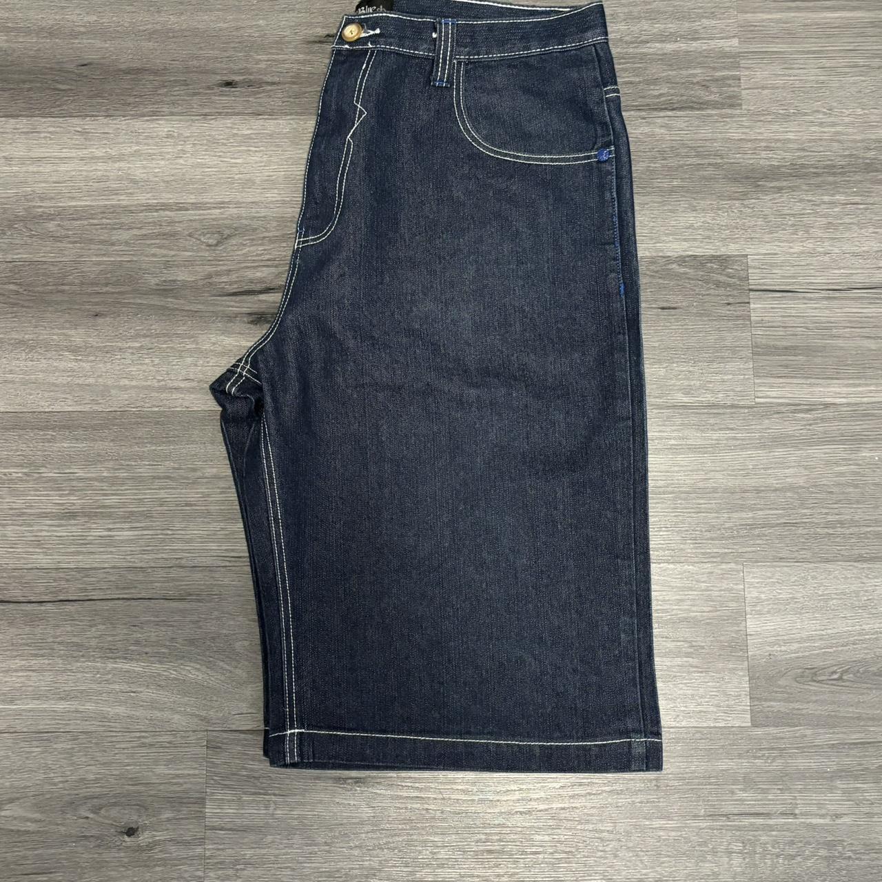 Raw Blue baggy raw denim shorts with Depop