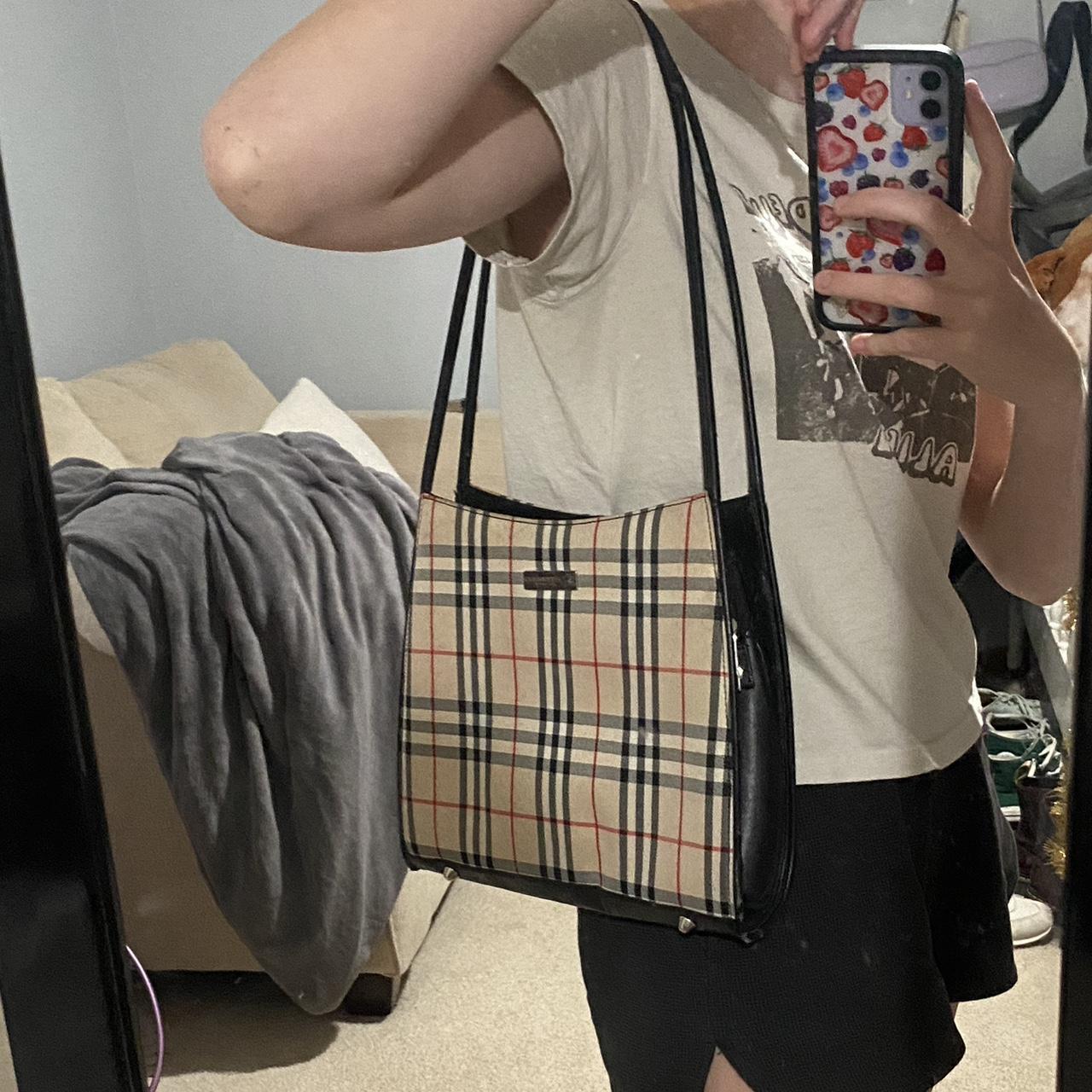 vintage burberry check shoulder bag! bought used, - Depop