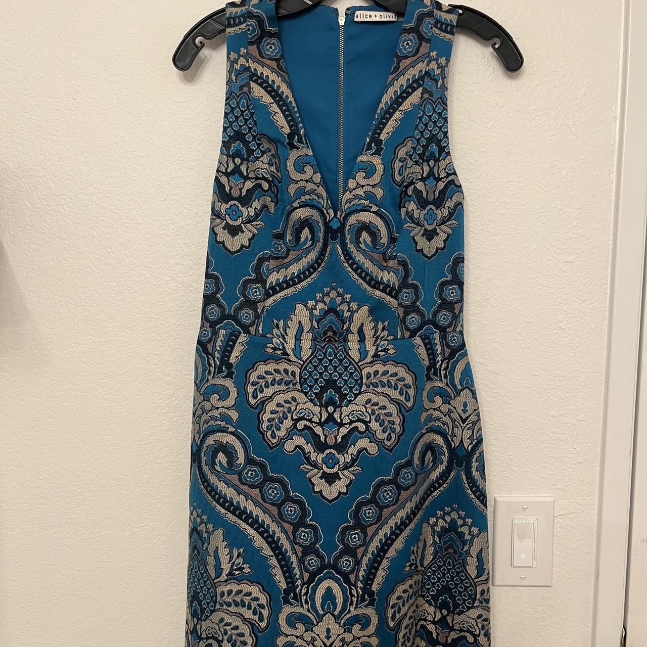 Alice and olivia teal dress best sale