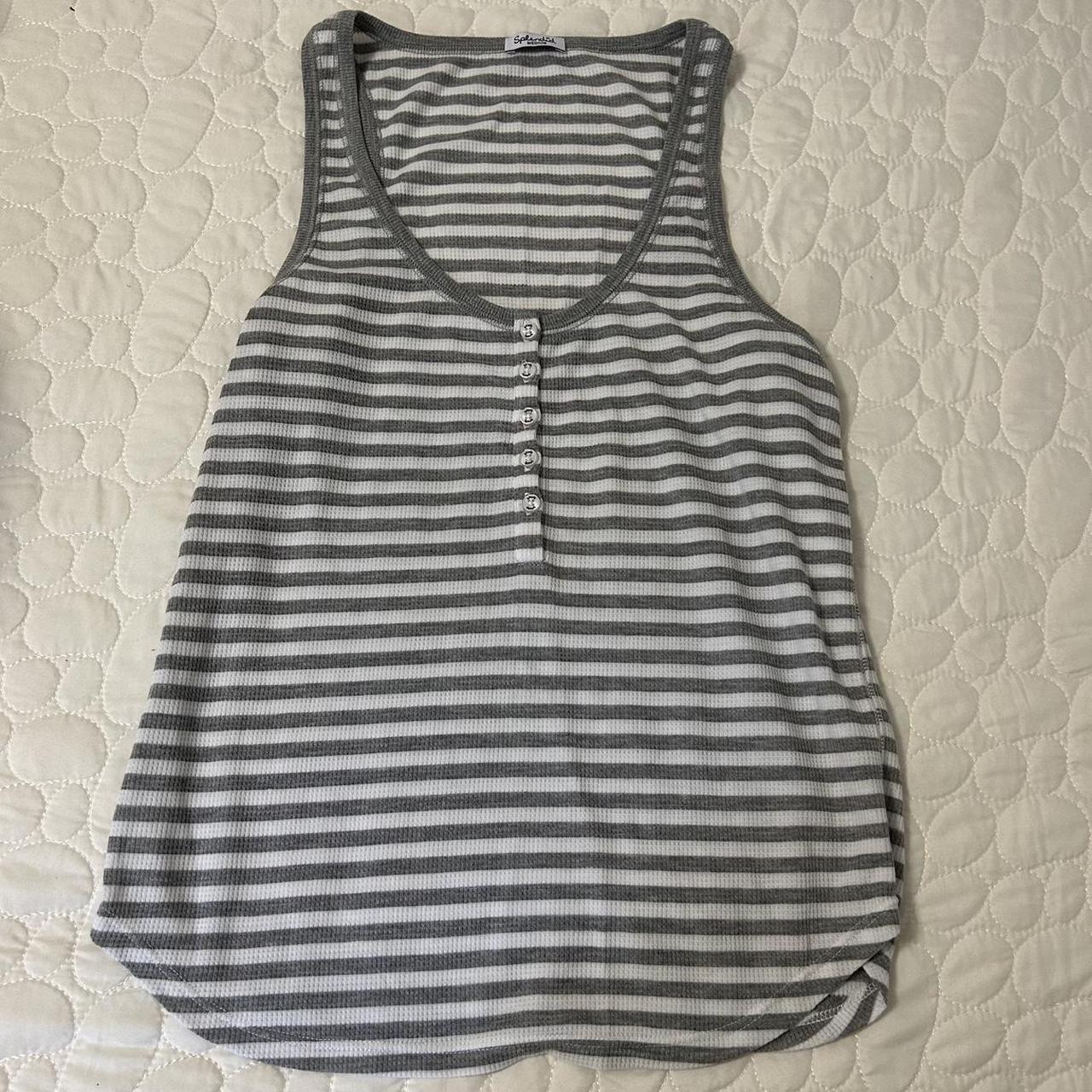 STRIPED TERRY CLOTH TANK ♡ Simple but cute gray and... Depop