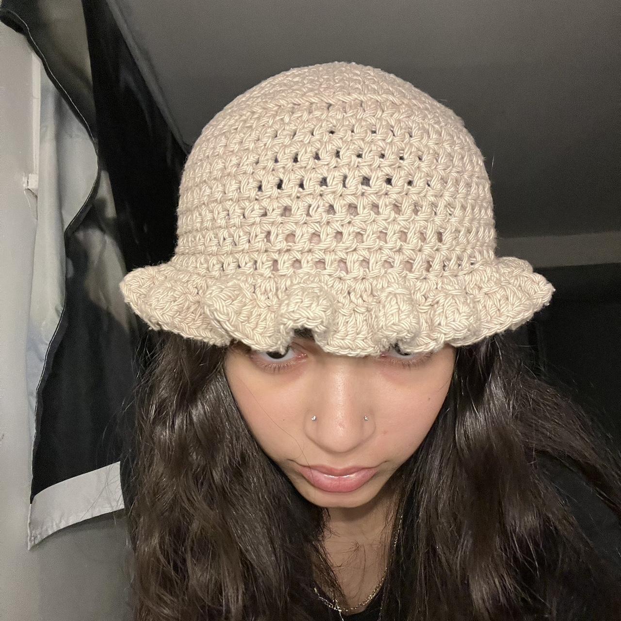 Cream to Brown Ombré Big Ruffle Handmade Crochet Bucket Hat