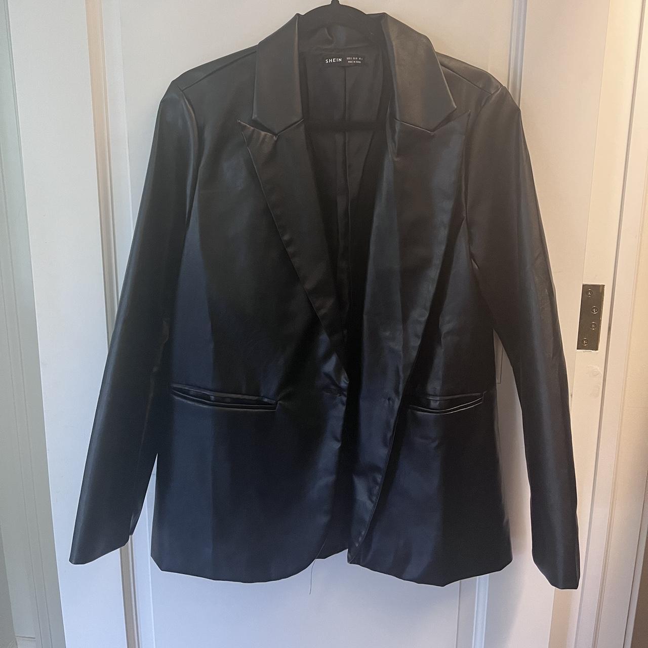 Shein Leather Jacket Oversized never worn - Depop