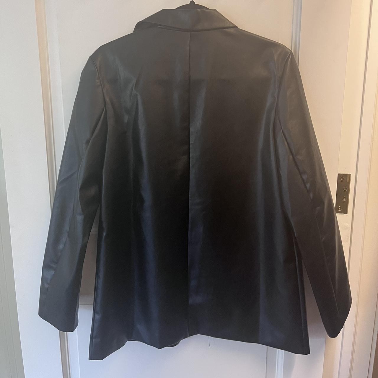 Shein Leather Jacket Oversized never worn - Depop