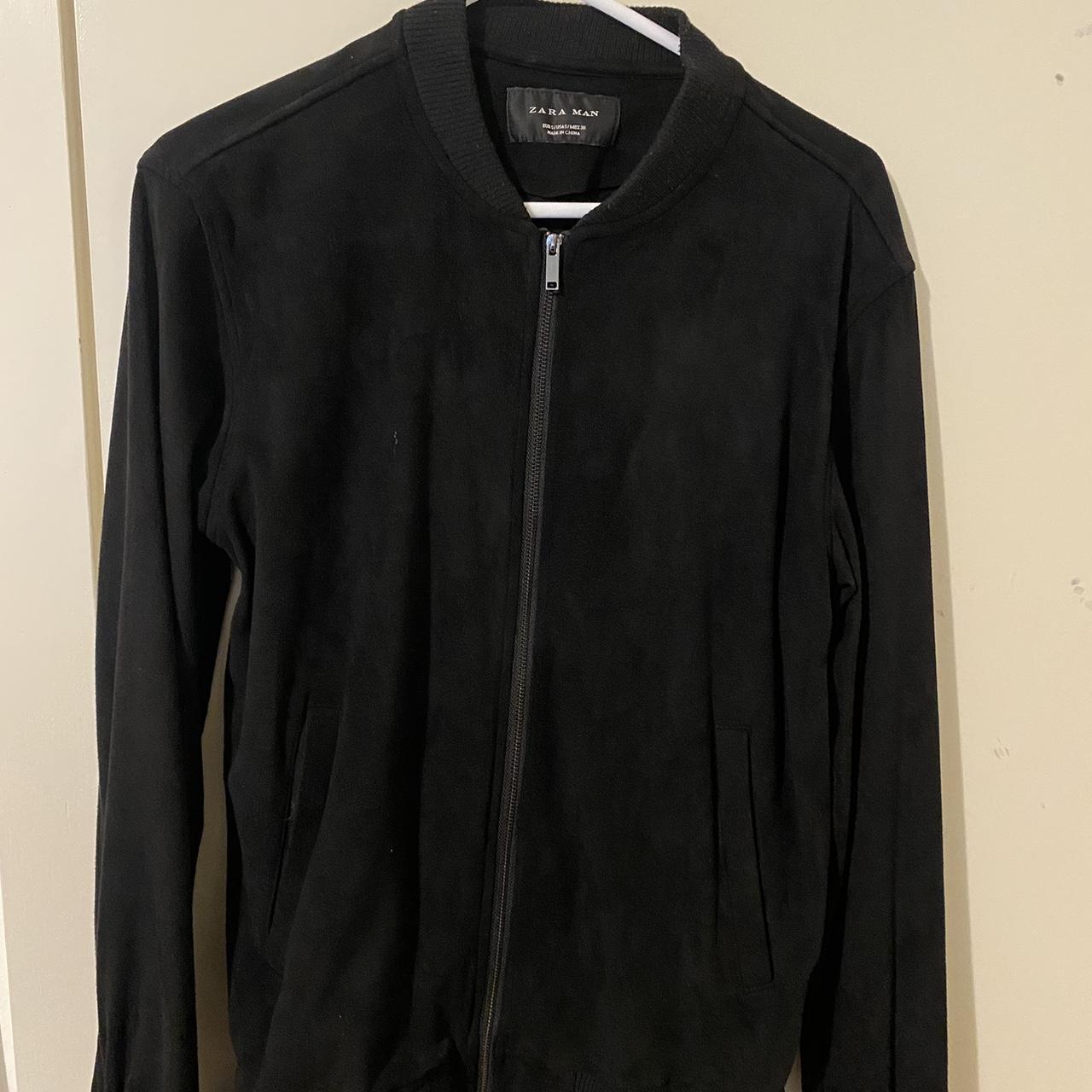 Suede Zara jacket black small size - Depop