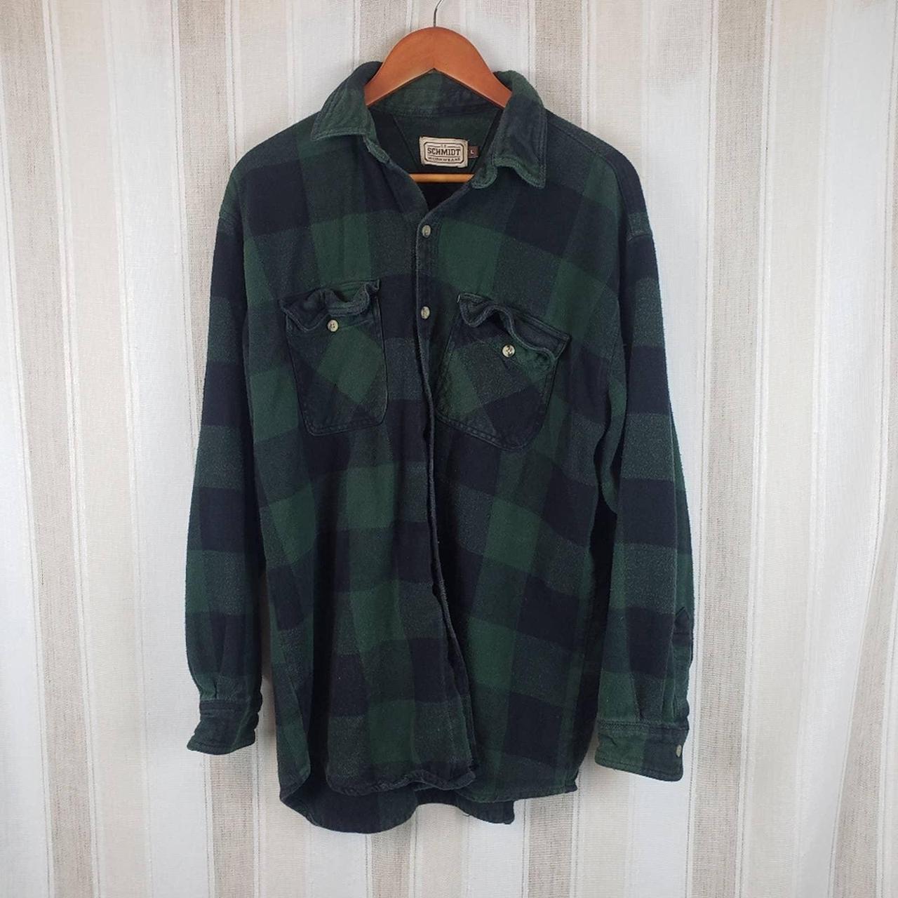 Schmidt Plaid Flannel Shirt Jacket Shacket Green... - Depop