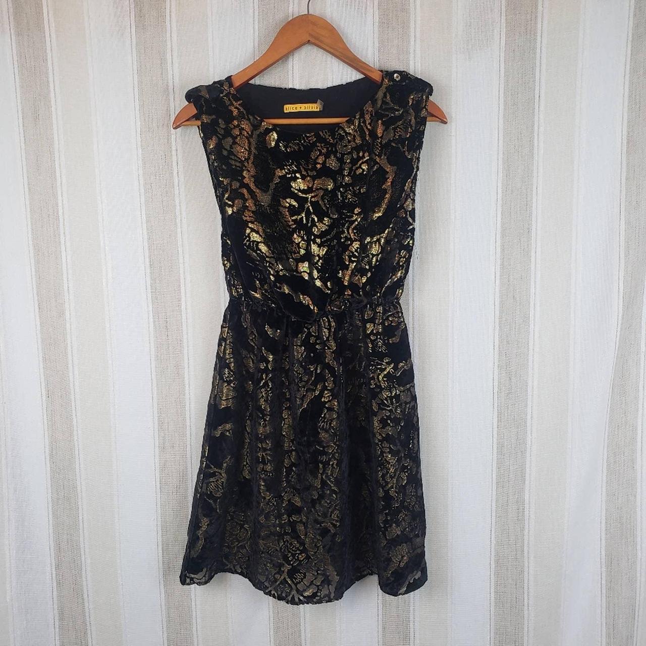 Alice and olivia on sale gold and black dress