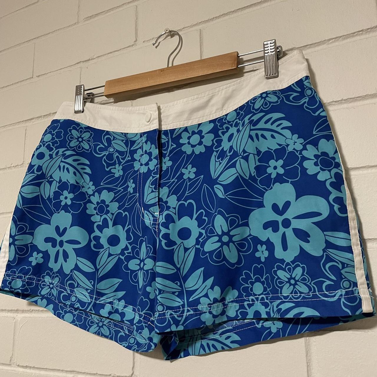 Target Women's Blue and White Shorts Depop