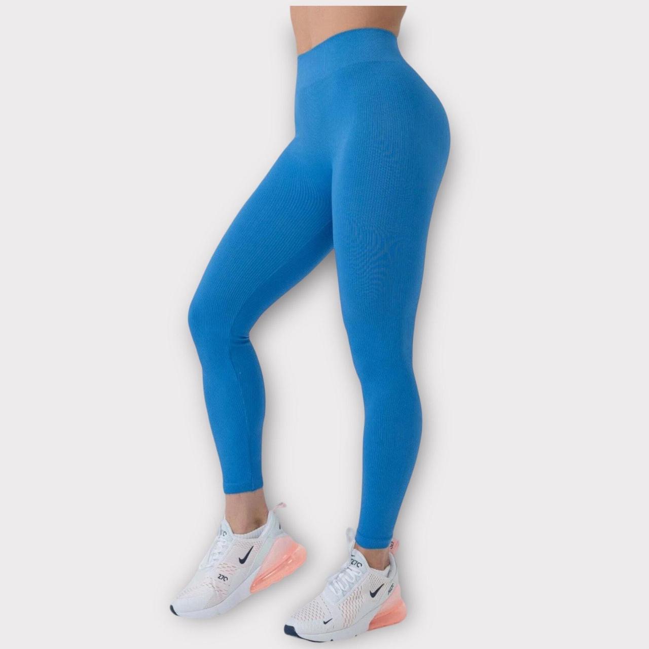 JoyLab High Rise Ribbed Seamless Leggings Blue Depop