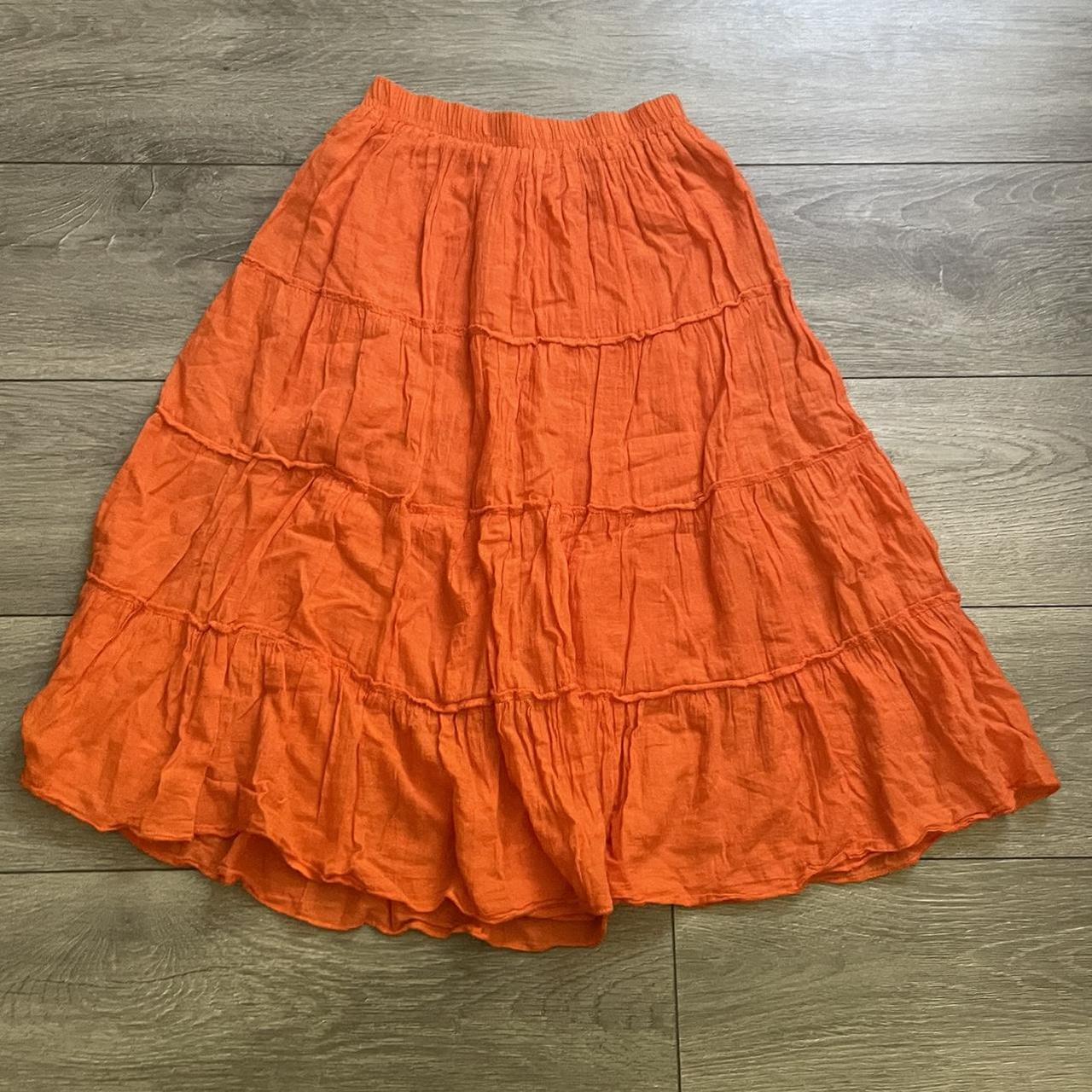 Cute orange long hippie skirt one size, very... Depop