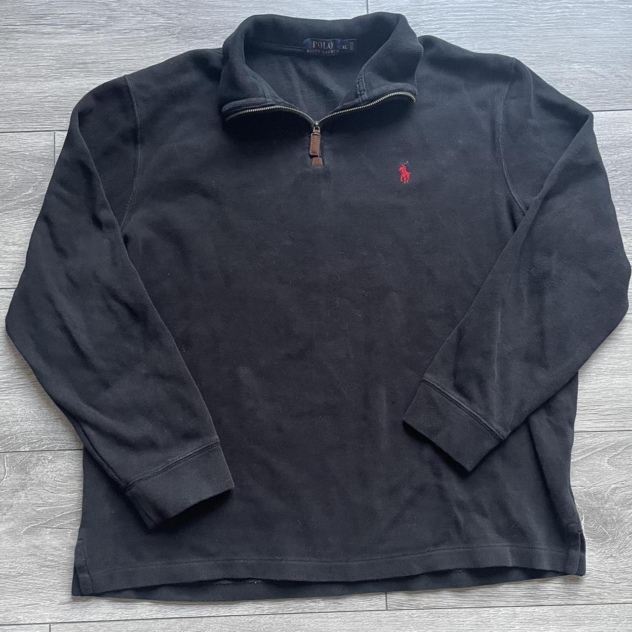 Black Ralph Lauren Polo quarter zip sweatshirt Adult... - Depop