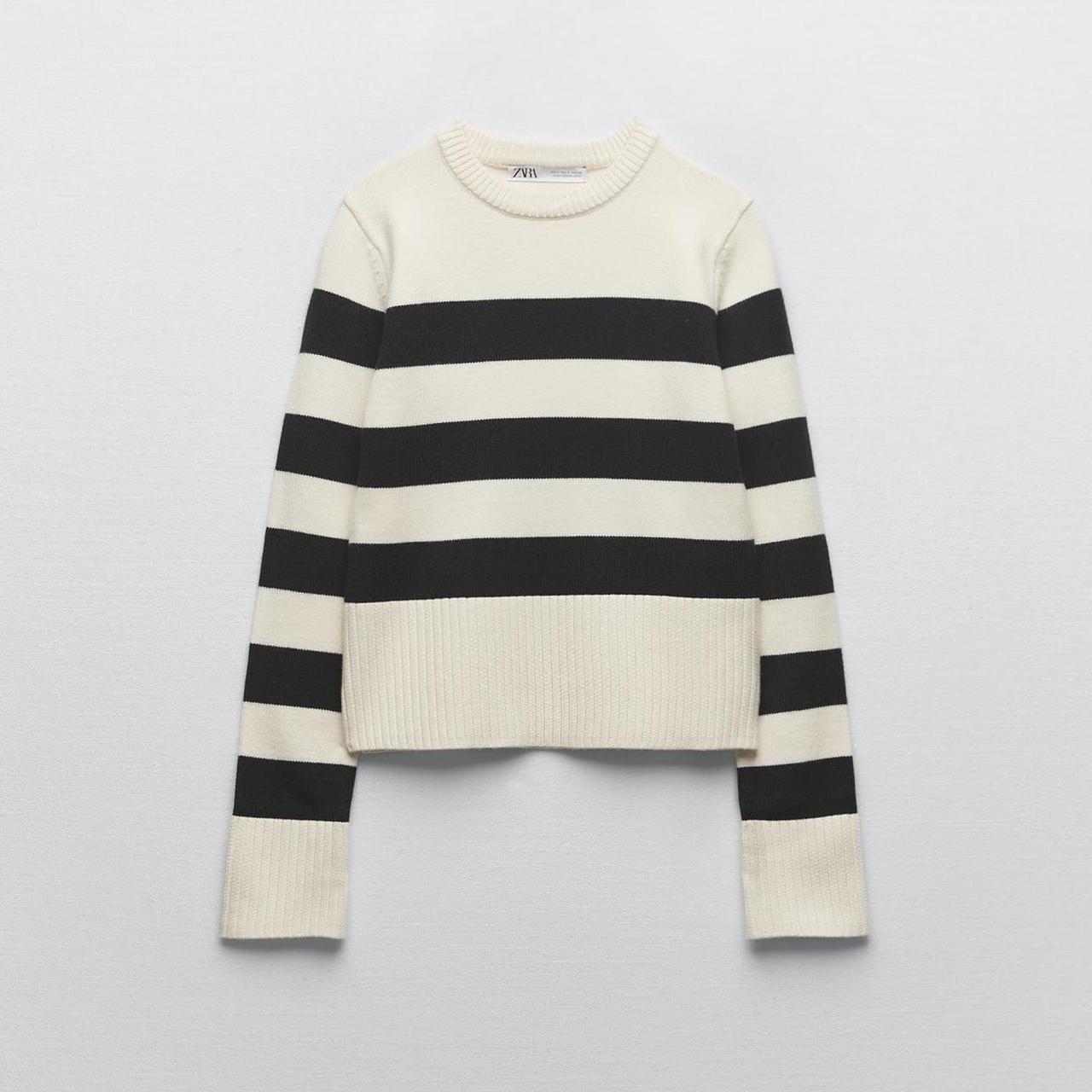 zara striped crop knit sweater in size small. SO... Depop
