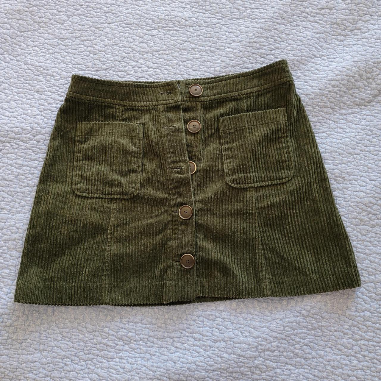 Green corduroy skirt zara best sale