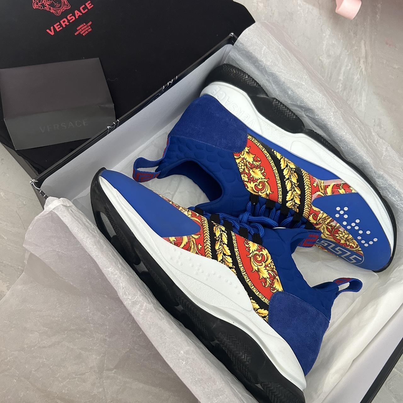 Versace cross chainer blue and red trainers Size