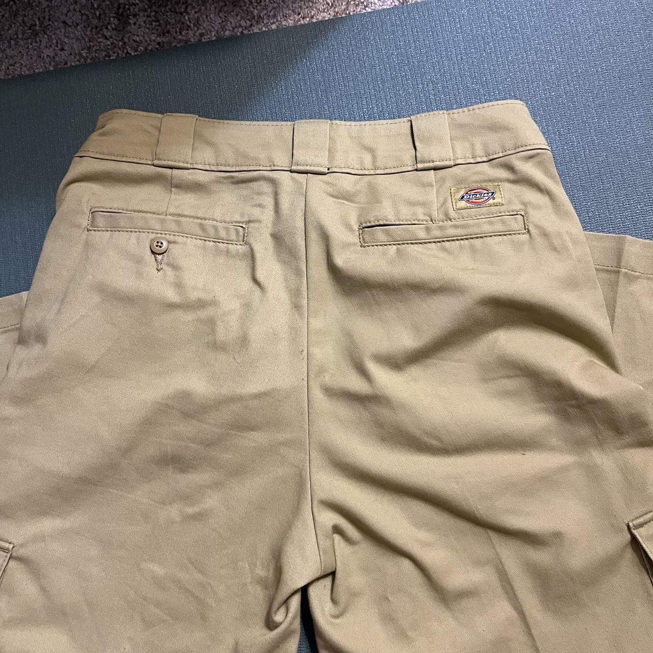 khaki wide leg dickies cargo pants tag says size is... - Depop