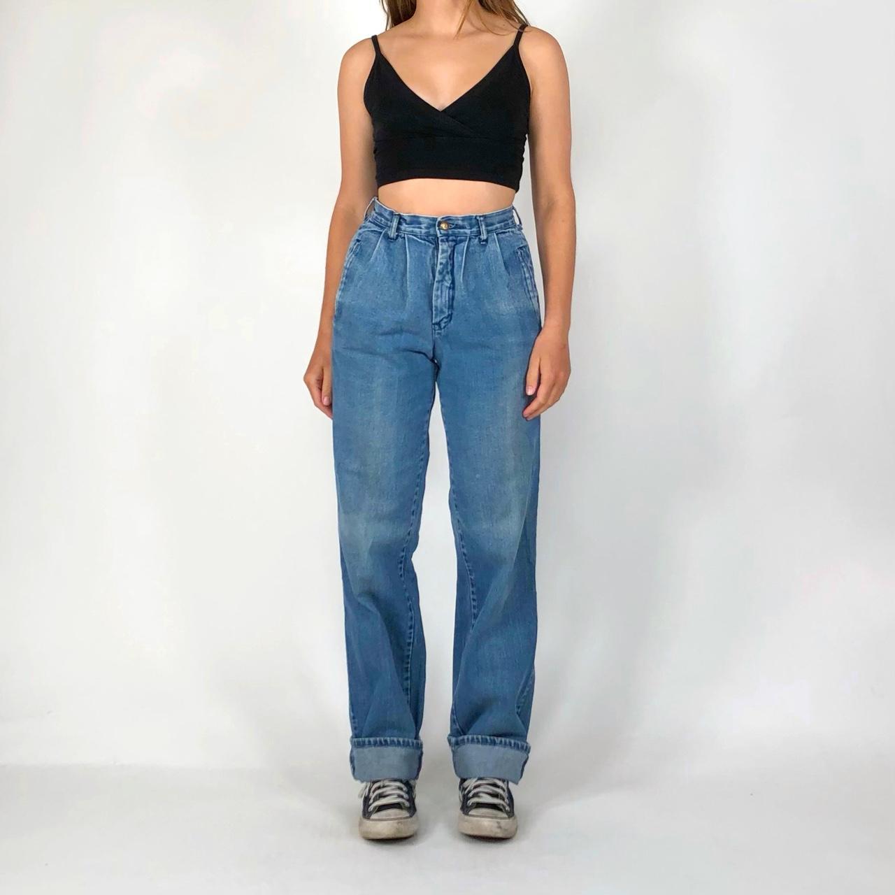 Vintage 70s pleated jeans! High waisted. Fading and... - Depop