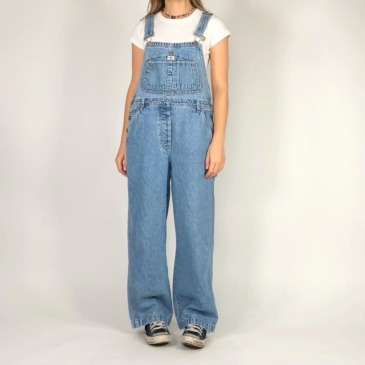 Vintage 90s Calvin Klein denim overalls! Adjustable - Depop
