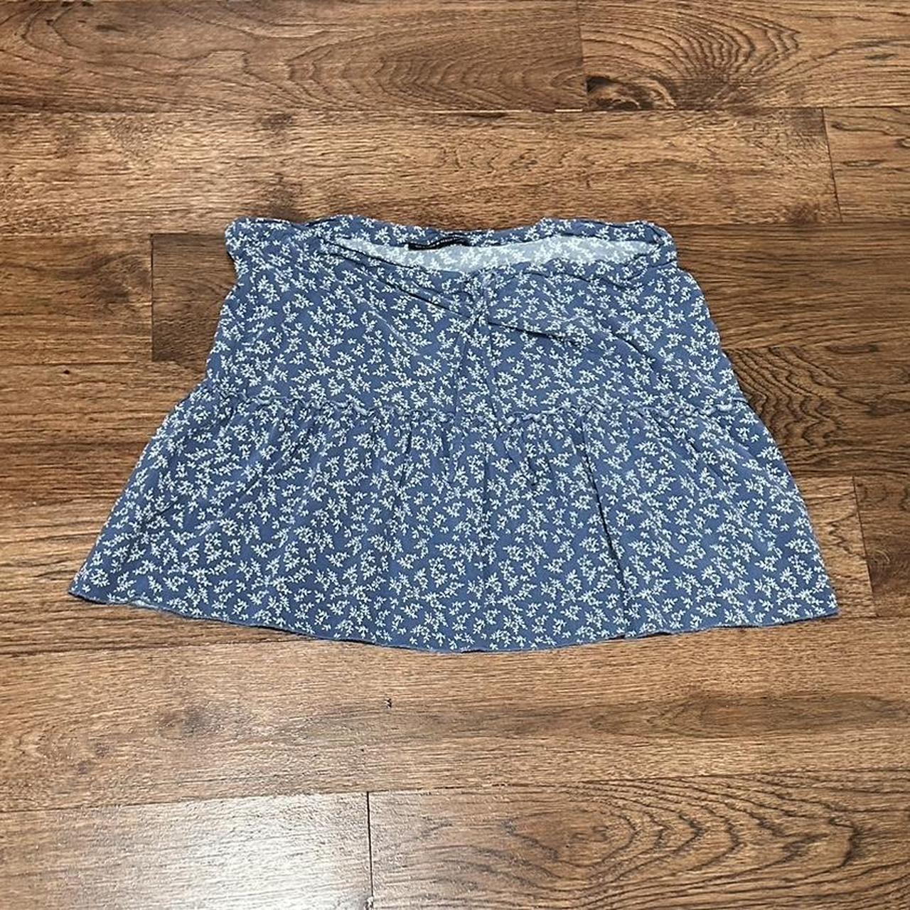 brandy melville blue kenzo floral short tie skirt.... Depop