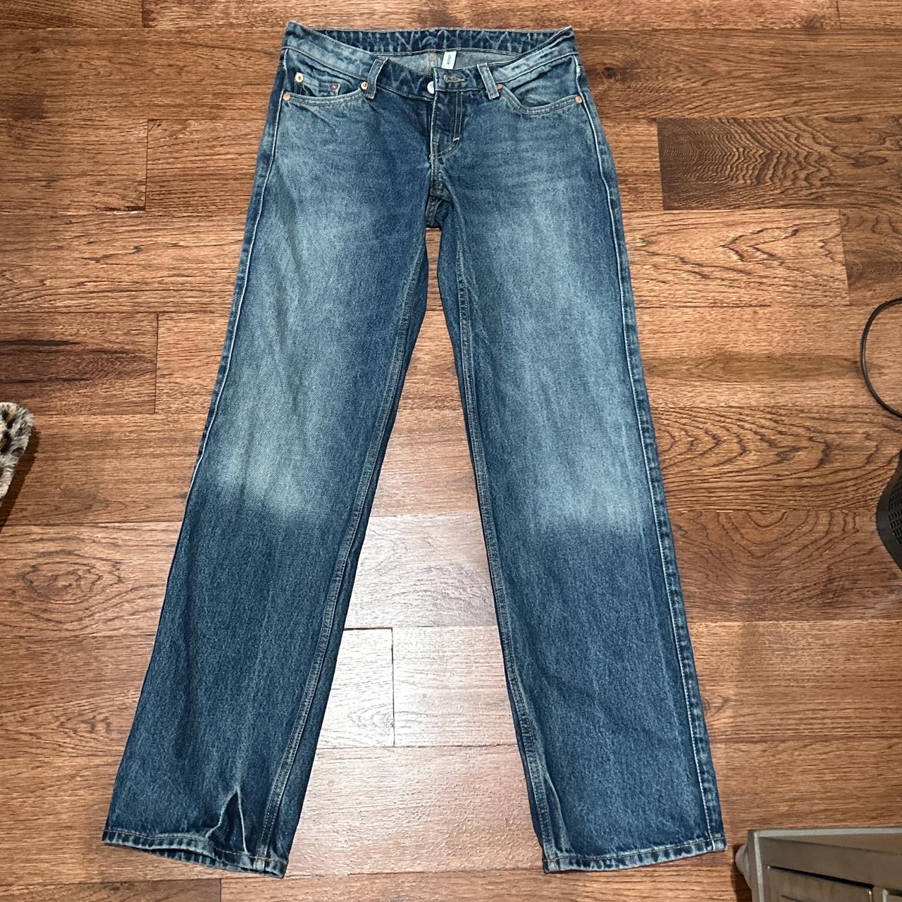 weekday blue arrow low rise straight jeans. the most... - Depop