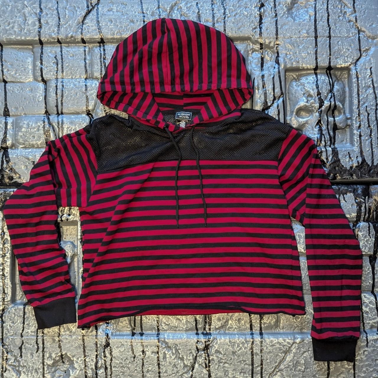 Hot Topic Red And Black Striped Hoodie Hot Topic Red And Black - Main Image