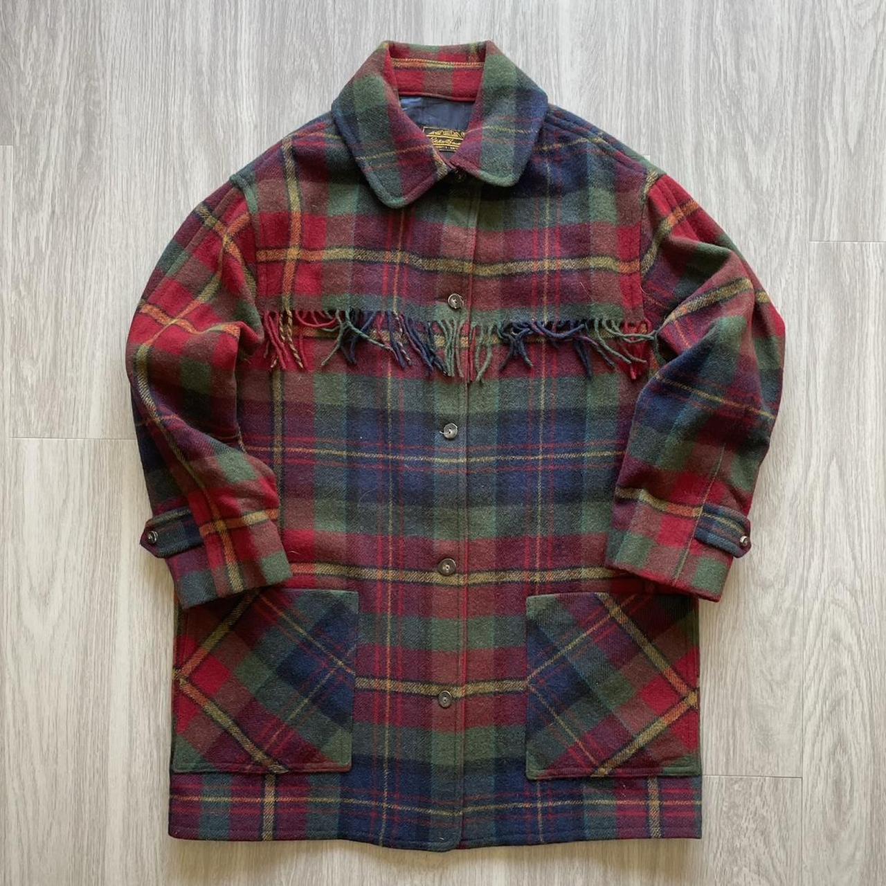 Vintage Eddie Bauer Coat Plaid pattern pea coat... - Depop