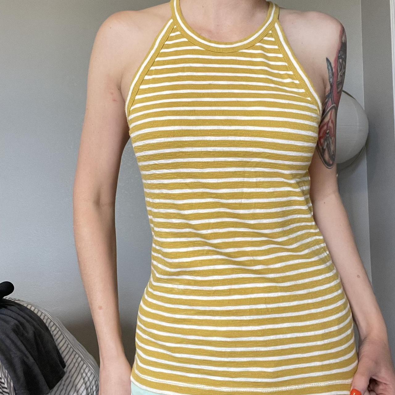 Yellow and white sales striped tank top