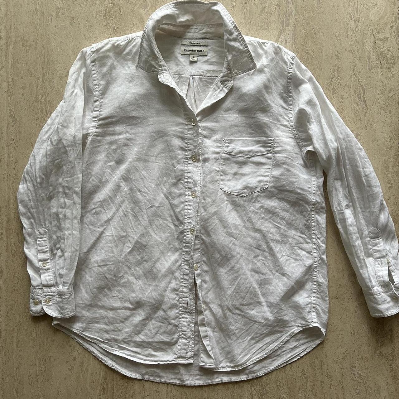 Country road linen shirt, size 10, plenty of wear... - Depop