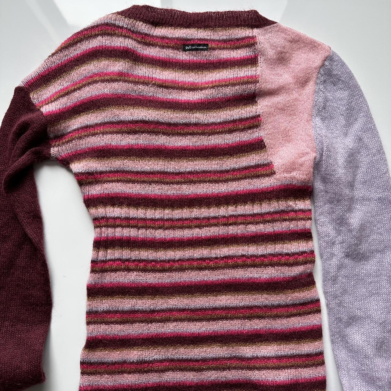 Vintage D&G knit mohair pink and purple sweater with... - Depop