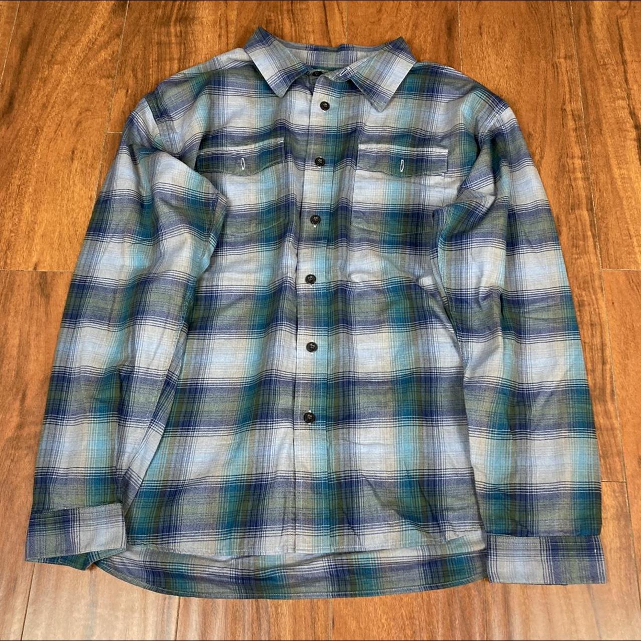 Vintage Patagonia Blue Plaid Flannel Button-Up Shirt - Depop