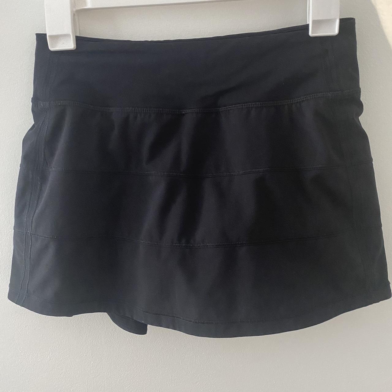 Lulu black tennis skirt no stains could fit a 4 - Depop