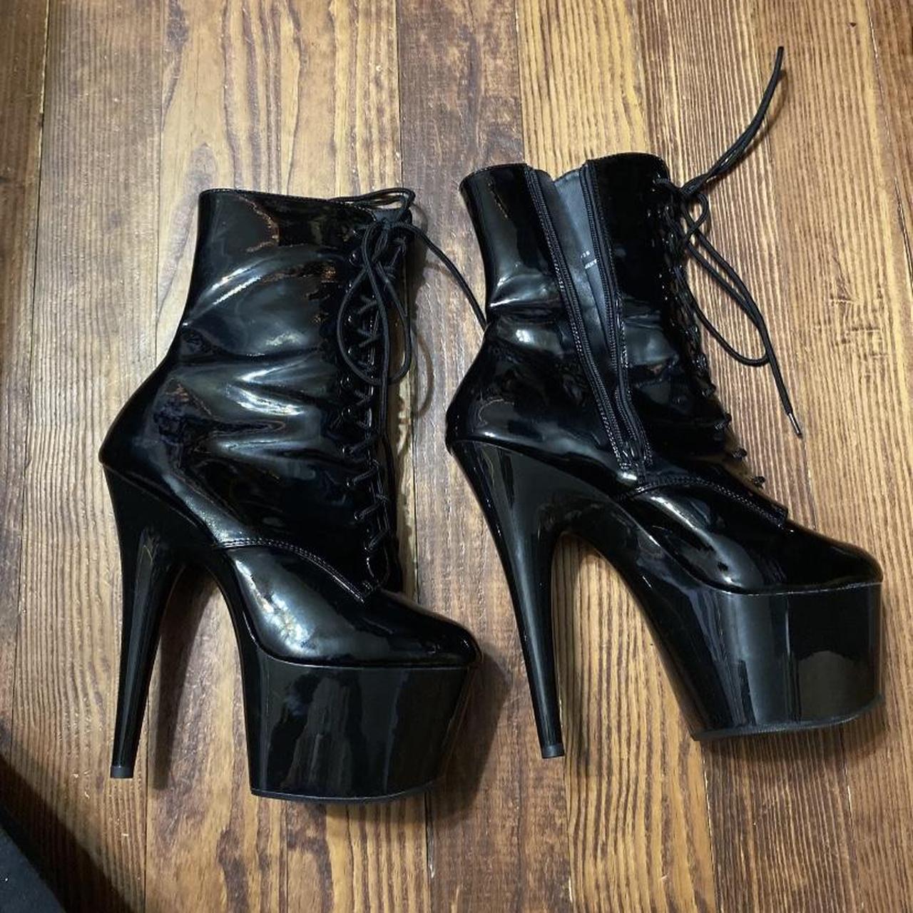 Pleaser Stripper Stiletto Heel Lace-Up Platform Boot... - Depop