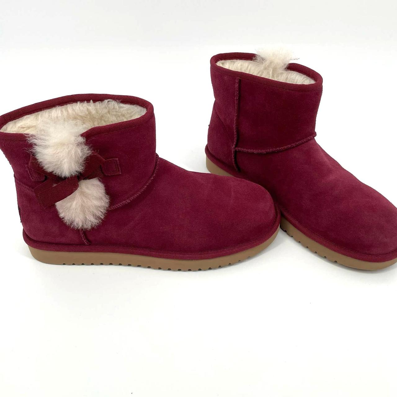 Burgundy ugg sale boots with bows