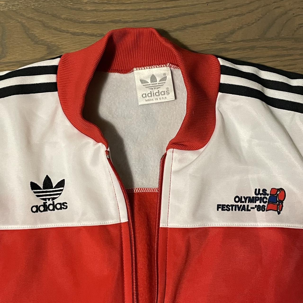 Adidas Men's White and Red Jacket | Depop