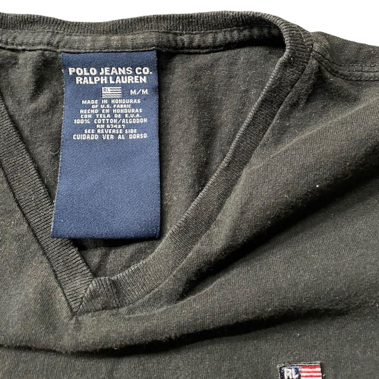 90s Ralph Lauren Polo Jeans Co Black T-Shirt RL Flag... - Depop