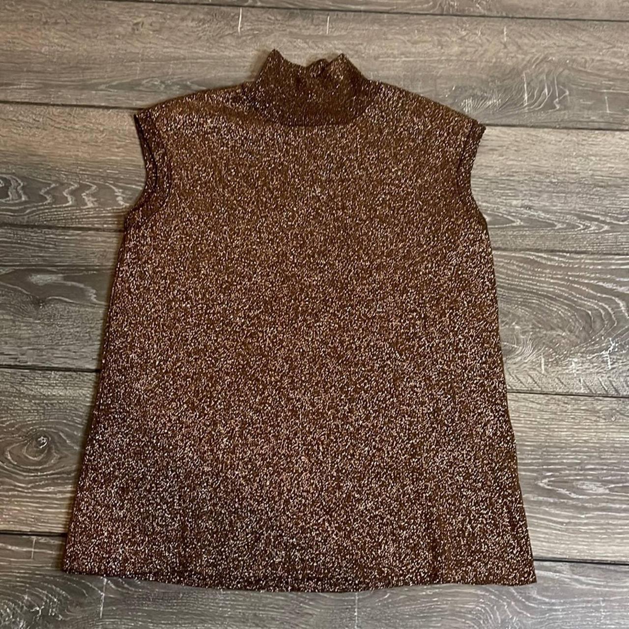 Coldwater Creek Women's Brown and Gold Jumper | Depop