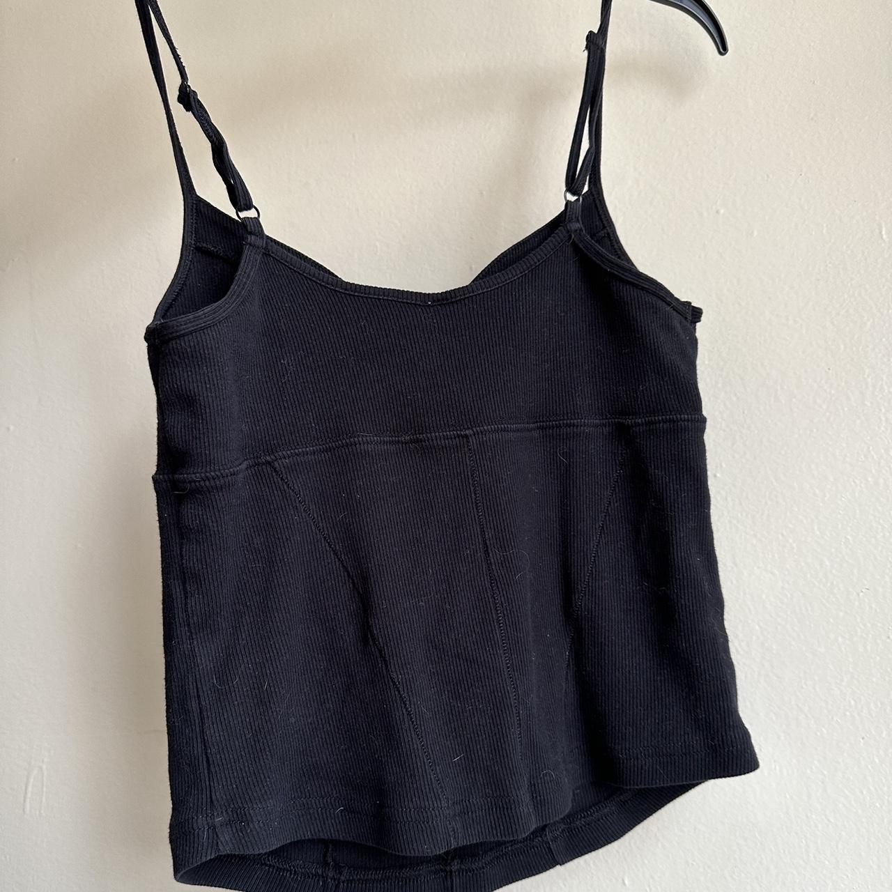 Free people black ribbed tank top with adjustable... - Depop