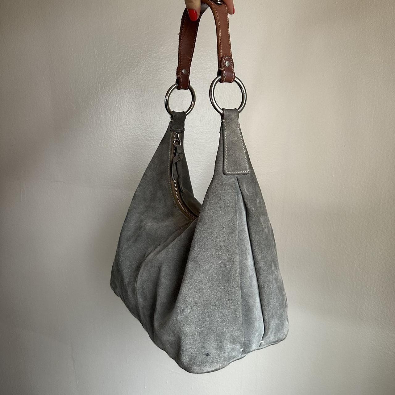 Authentic Mui Mui suede shoulder bag with a leather... Depop