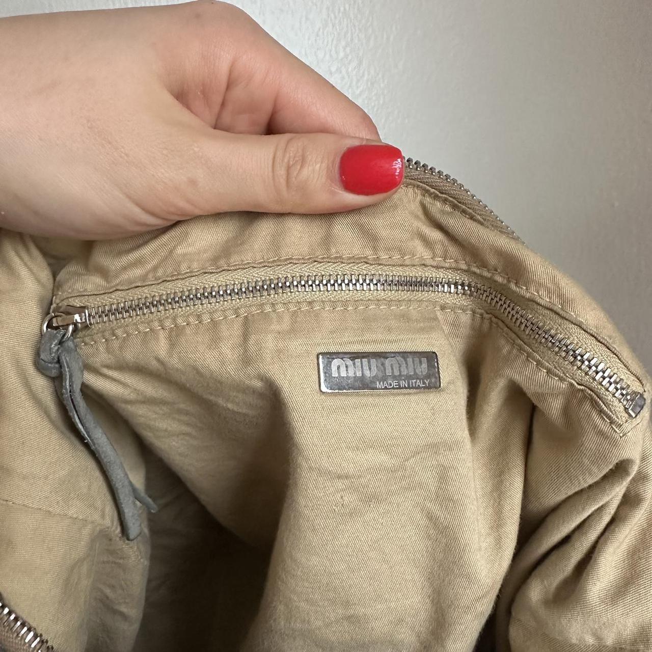 Authentic Mui Mui suede shoulder bag with a leather... Depop