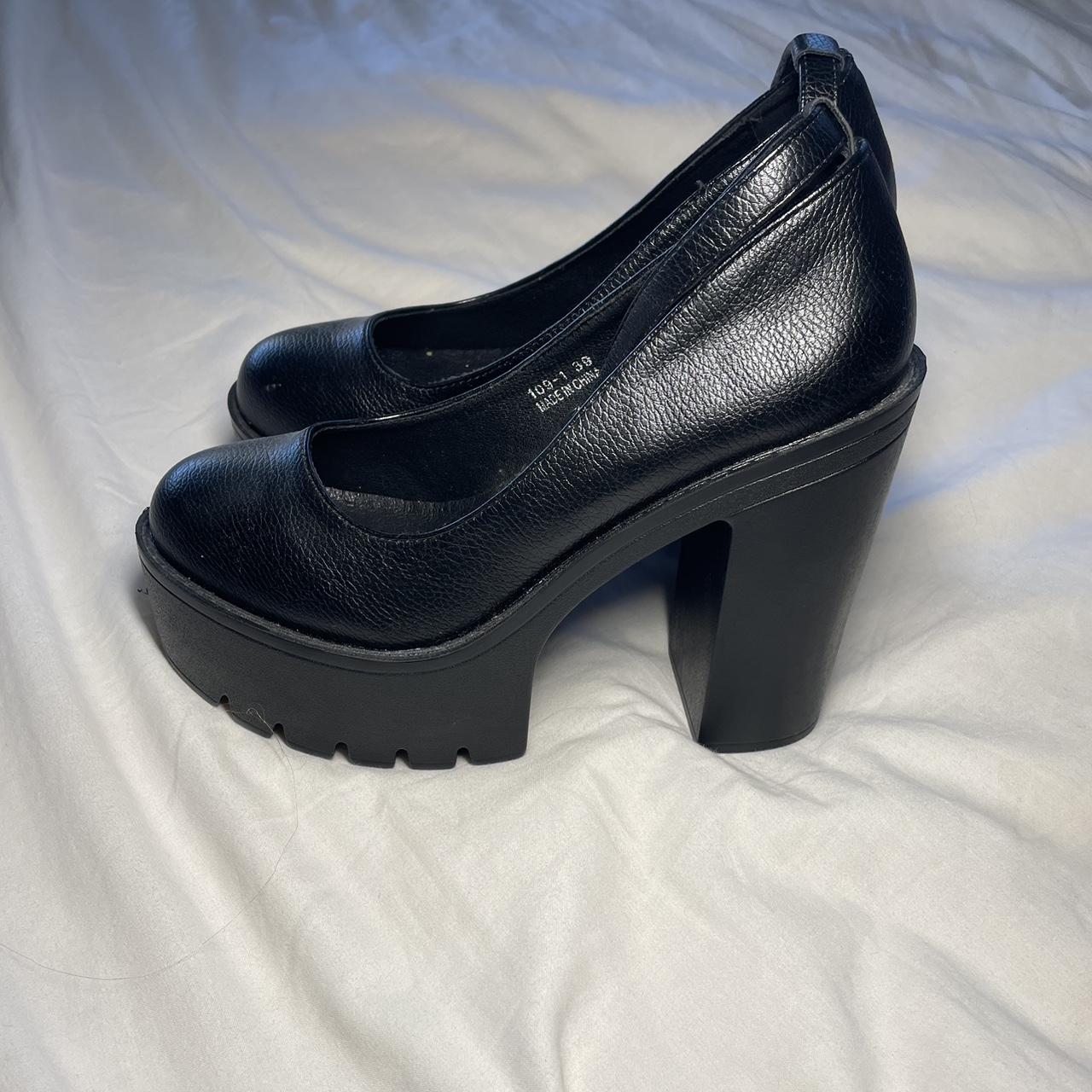 Black platform heels💃🏼 No size marked but fits me... - Depop